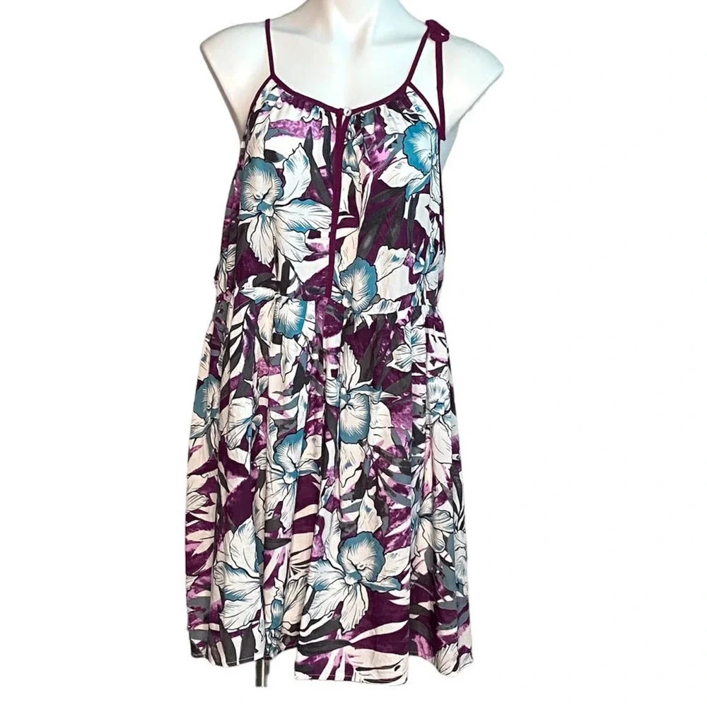 Entro Women Floral Print Spaghetti Tie Strap Midi Dress Small NWT